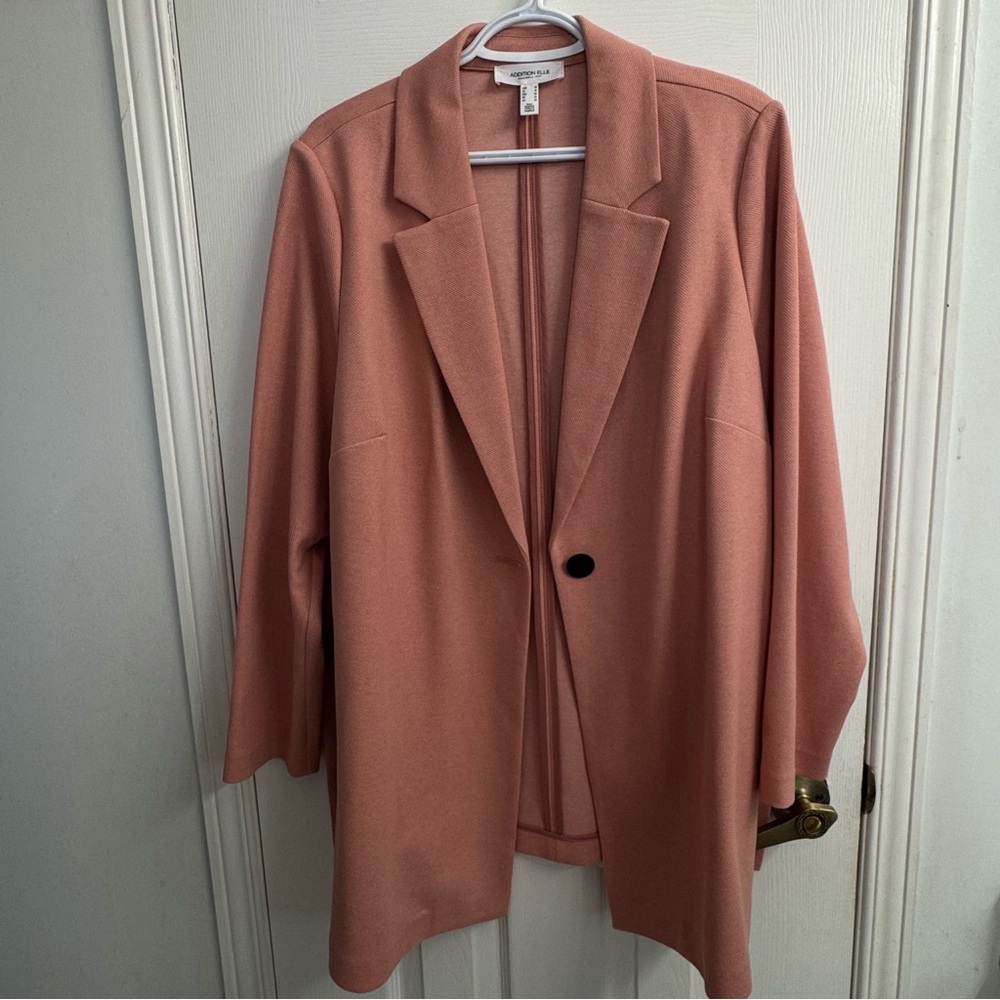 Addition Elle Women's Soft Pink/Coral Textured Blazer - Size 18 - NWOT